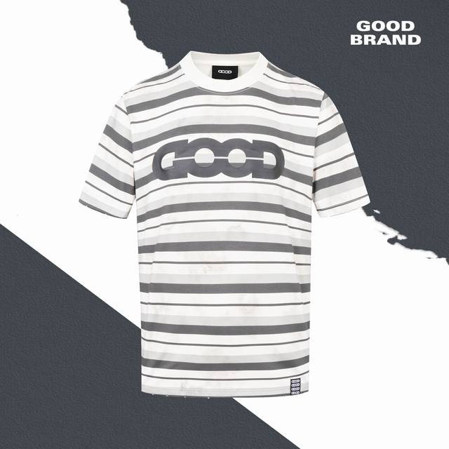 Style No. Sl217 Goodbrand stripes, distressed holes, letter logo print, round n