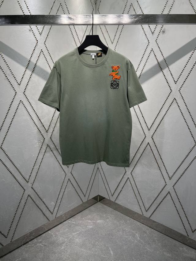 Loewe 25Ss New lightweight cotton T-shirt with dancing bear terry patch on the f