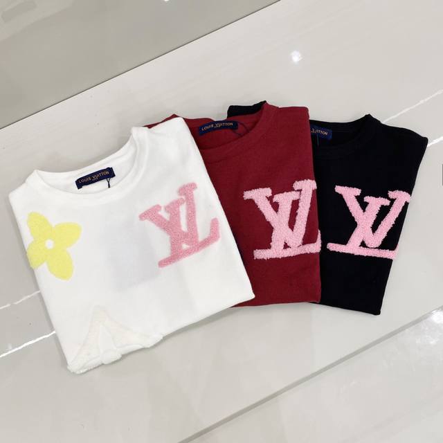 Louis Vuitton Lv 25Ss Spring new towel embroidery jacquard knitted round neck sh
