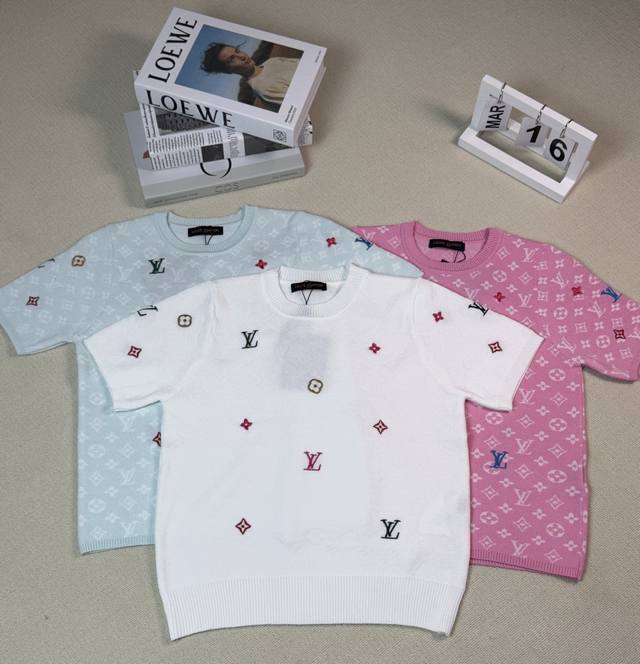 Louis Vuitton Lv 25Ss Spring new dark pattern jacquard knitted round neck embroi
