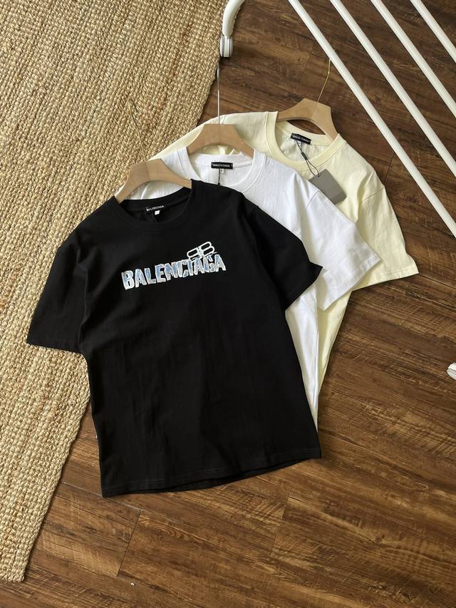 BalenciagaBalenciaga 24Ss graffiti Logo print washed new short-sleeved T-shirt F