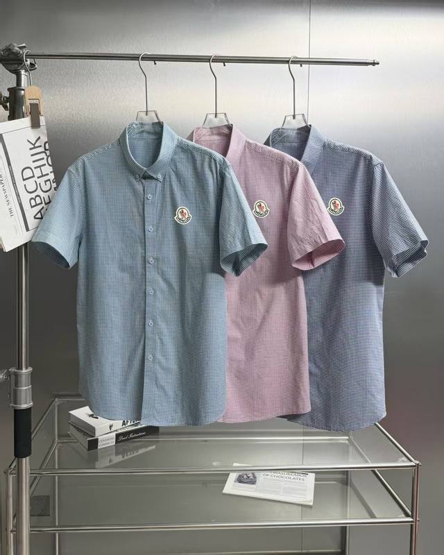 Moncler Moncler summer new men's short-sleeved casual shirt plaid shirt official