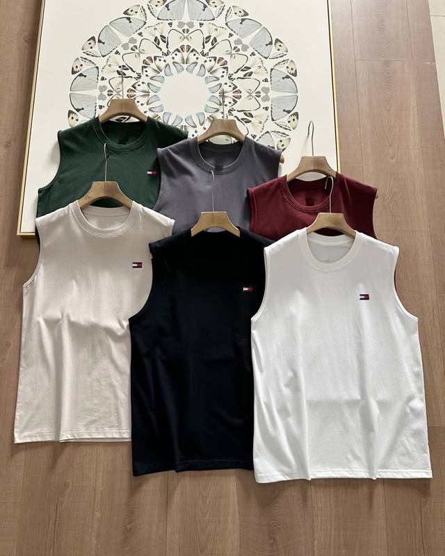 Tommy pure cotton high count casual vest Customized main label and auxiliary mat