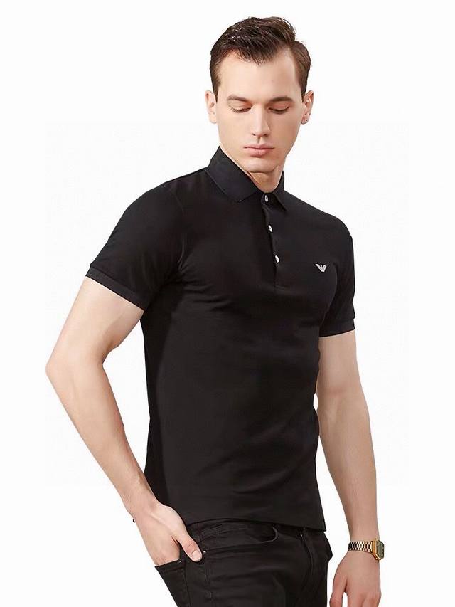 25Ss Armani new Polo. Classic summer mulberry silk pique cotton! New fabric coun