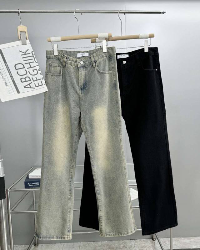 Celine Celine overseas limited edition solid color jeans, same style for men and