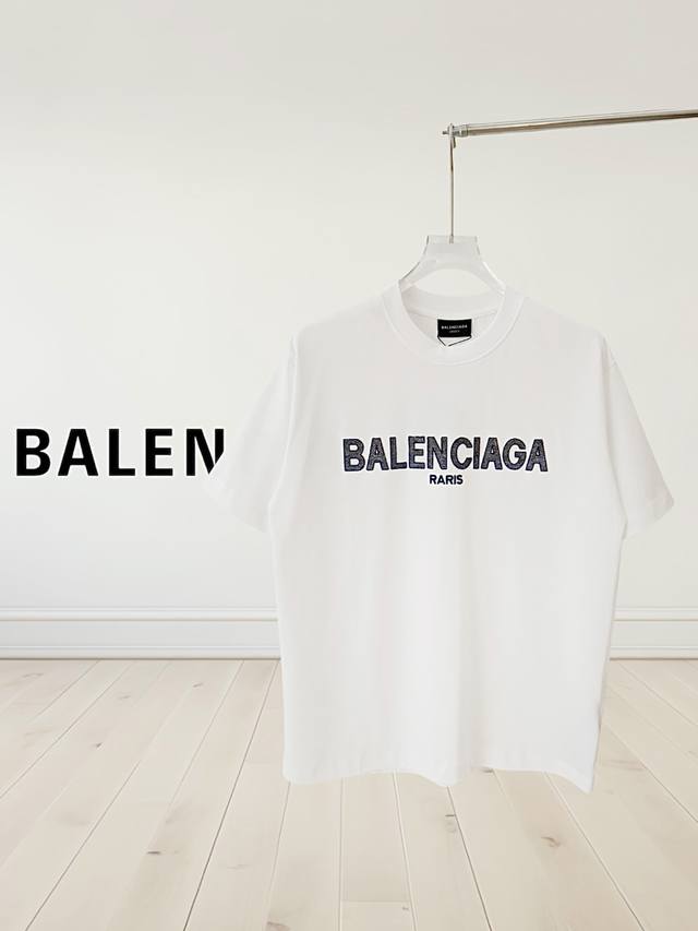 High quality] Balenclaga uses high-tech embroidered T-shirt round collar on the