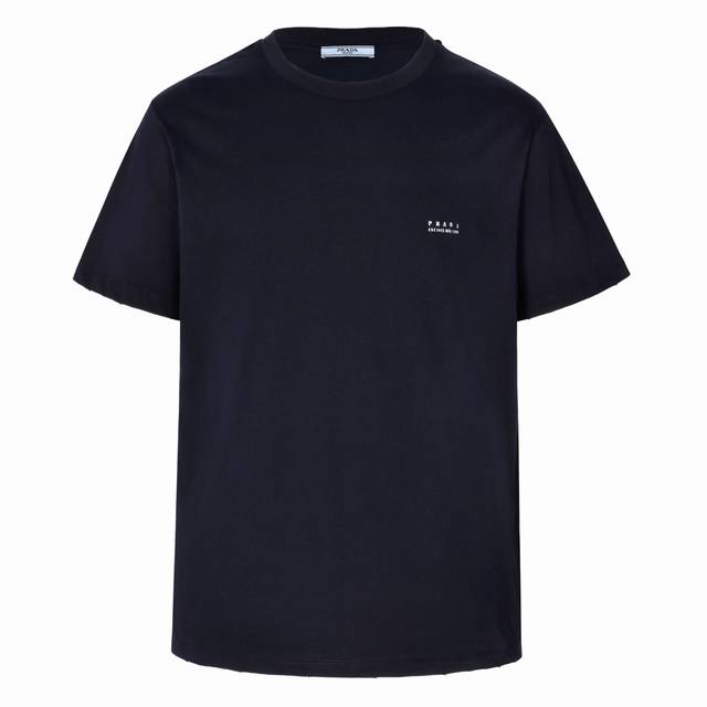 Exclusive supply Pra 25Ss chest blurred letter short sleeve blue original 6,900