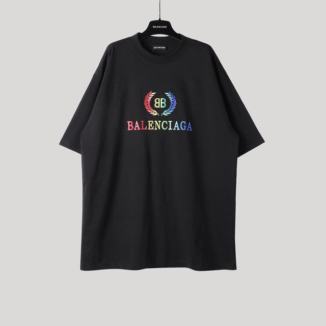 Brand: Aeniaa BalenciagaName: Wheat Ear Rainbow Embroidery T-SleevesFabric: 240g