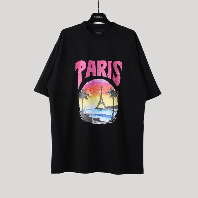 Brand: Aeniaa BalenciagaName; Sunset Eiffel Tower T-shirtFabric: Double yarn 32s
