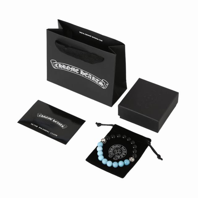 Chrome Hearts Chrome Hearts Aquamarine and Obsidian Bracelet, Night Sea Dream -
