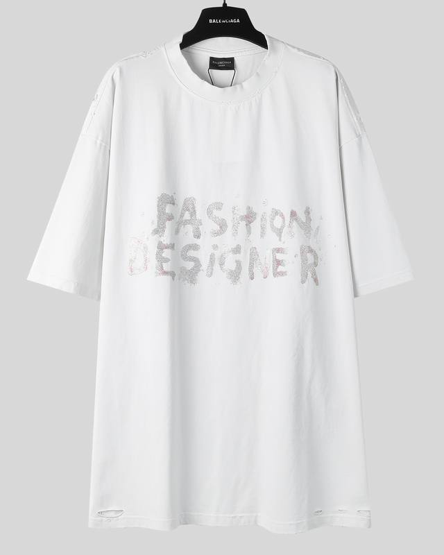 Balenciaga 25Ss The highest version on the market Paris gold glitter short sleev