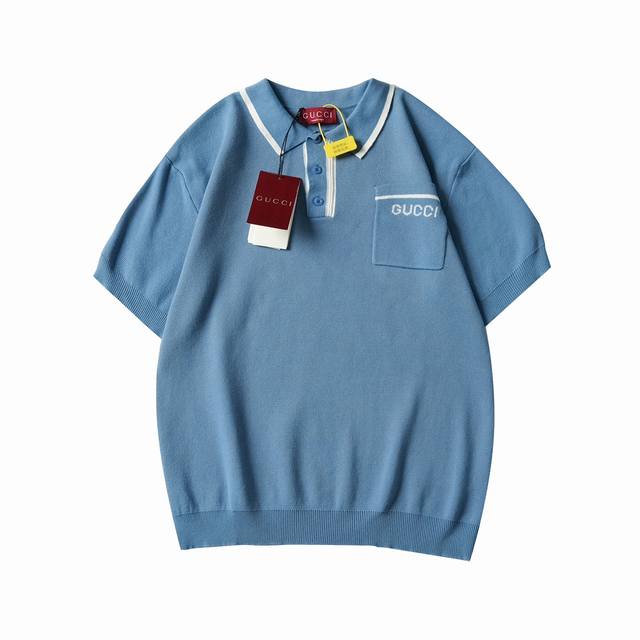 Gucci 2025 new fine wool knitted Polo short sleeves Original P12160 purchase; kn