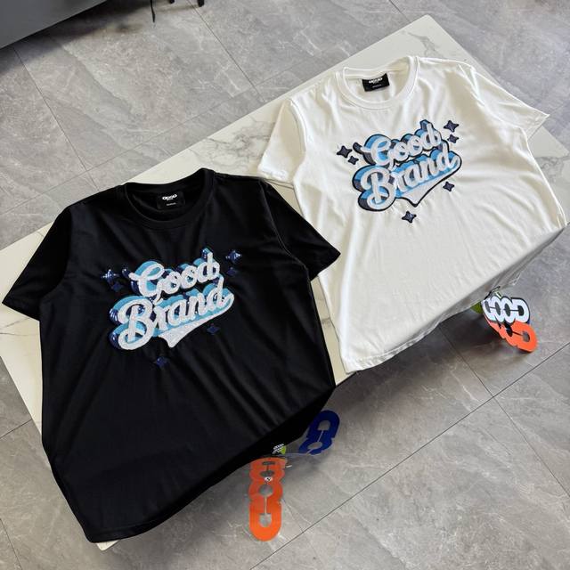 Good sequin embroidery short sleeves Color: Black White Size: S-Xl DDD