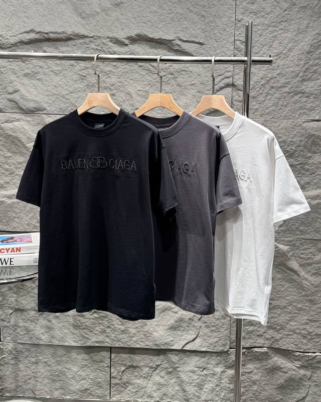 Balenciaga 2025 Ss classic Logo letter embroidery logo round neck short-sleeved