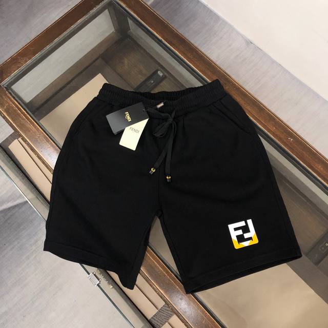 Fen*Di Fendi 2025 new casual shorts ~ Customized sweatshirt terry cotton fabric,
