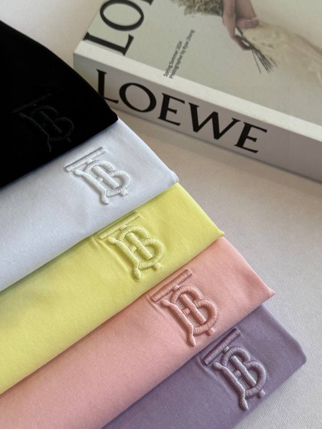 Burberry Embroidered Tb Women's Five-color Classic Five-color Cotton Round Neck