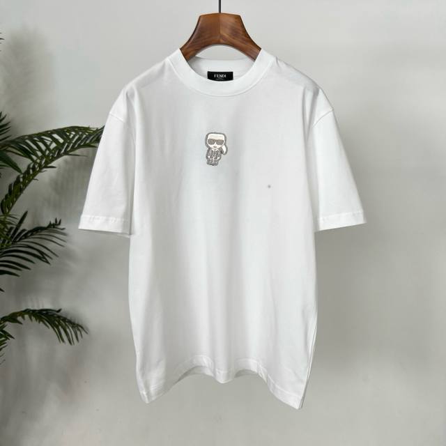 Fendi's new summer cotton T-shirt with the iconic brand logo embroidered on the