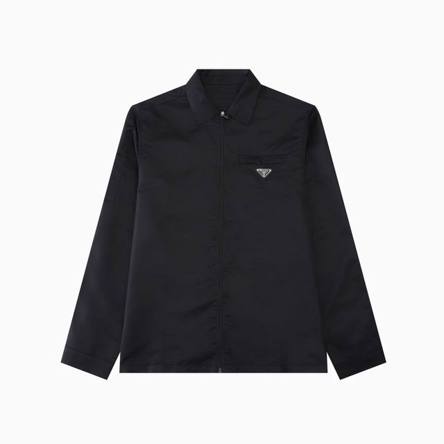 Prada classic zipper long-sleeved jacket Original nylon recycled fabric Comfort