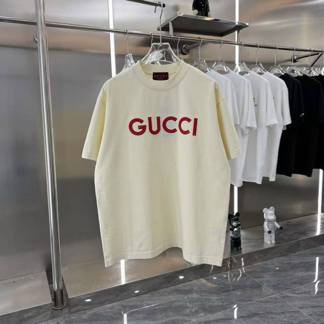 Gucci 2025Ss new classic letter embroidered couple casual short-sleeved T-shirt