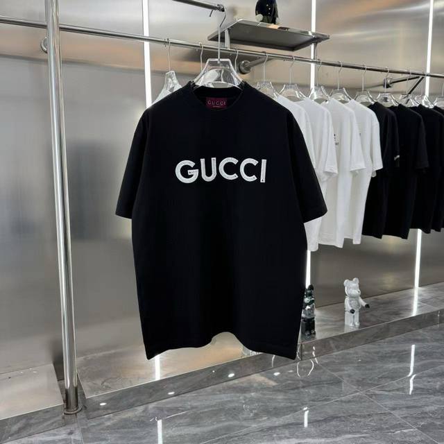 Gucci 2025Ss new classic letter embroidered couple casual short-sleeved T-shirt