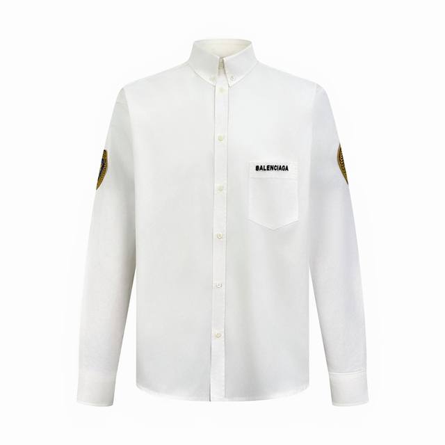 Balenciaga logo embroidered badge shirt Customized lightweight cotton plain mate
