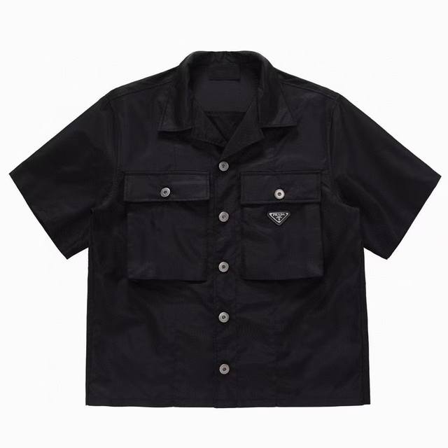 New Prad*Triangle logo pocket functional jacket shirt Recycled nylon fabric fee
