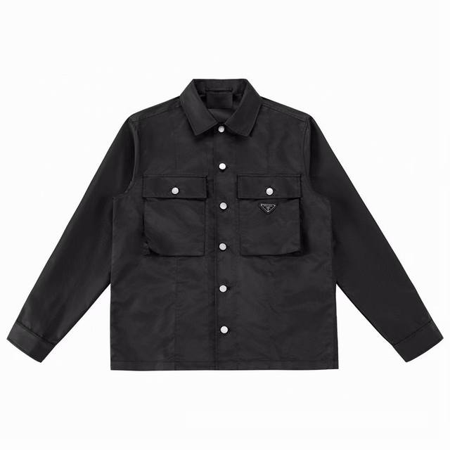 Prad* New nylon pocket triangle logo workwear style shirt The triangle logo is e
