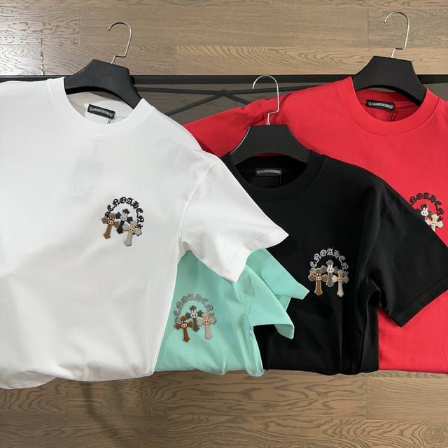 Chrome Hearts 2025 new cross leather label design short-sleeved T-shirt 32 woven