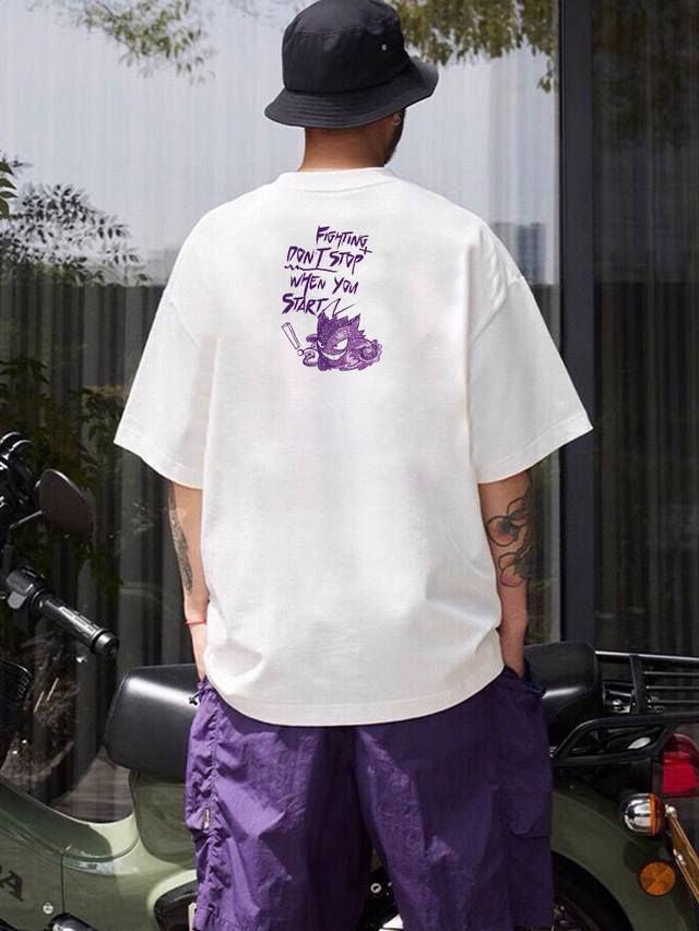 260G Heavy Cotton Adidas Orignilas Clover Adidas Purple Monster Graffiti T-shirt