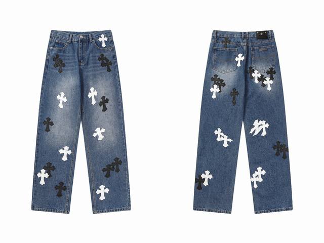 Spot 9947 Ch store Vip limited rare cow washed distressed black and white cross