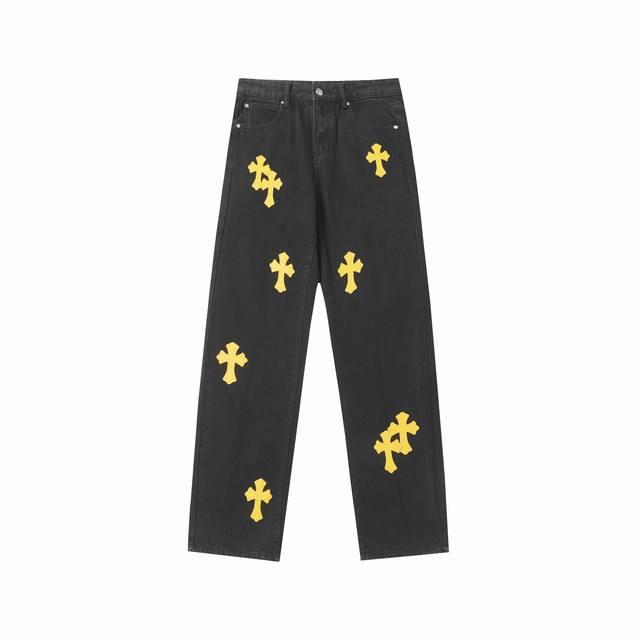 Spot 9982 Kro Miami Limited Yellow Leather Light Black Washed Jeans, Unisex Siz