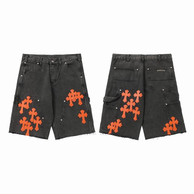 Spot 9103 Ch New American Retro Cross Leather Washed Lumberjack Work Shorts Loo