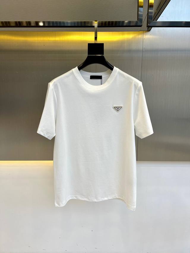 Prada, 2025 Spring and Summer Men's New Classic Logo Round Neck Short Sleeve T-