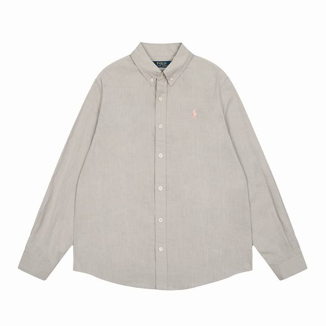 R29 Ralph Lauren Linen Solid Color Logo Embroidery Button-down Lapel Classic Lon