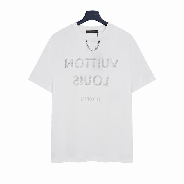 Louis Vuitton Lv chain fuzzy letter print short-sleeved T-shirt for women High-d