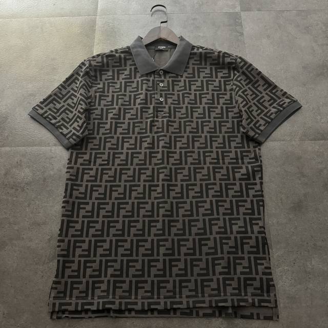 Fendi Fendi 2025Ss new Ff jacquard terry cloth lapel Polo shirt short sleeves Hi