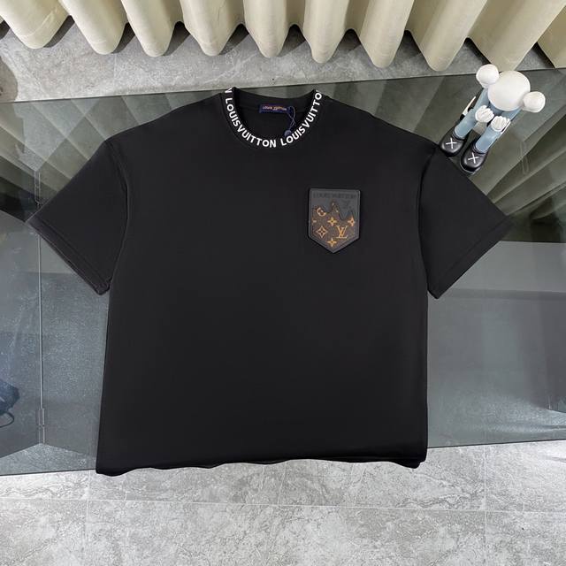 Louis Vuitton Lv 2025 summer new leather label pocket neckline classic letter em