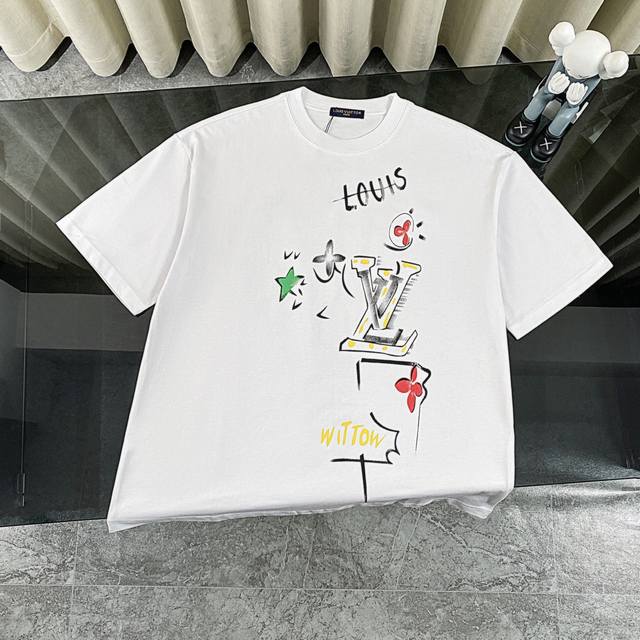 Louis Vuitton Lv 2025 summer new style hand-painted illustration printed short-s