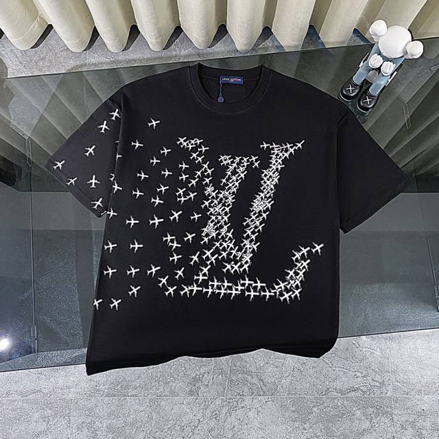 Louis Vuitton Lv 2025 summer new style small airplane logo printed short-sleeved