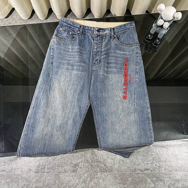 Balenciaga Paris Balenciaga 25Ss new side embroidered letter Baggy jeans The loo