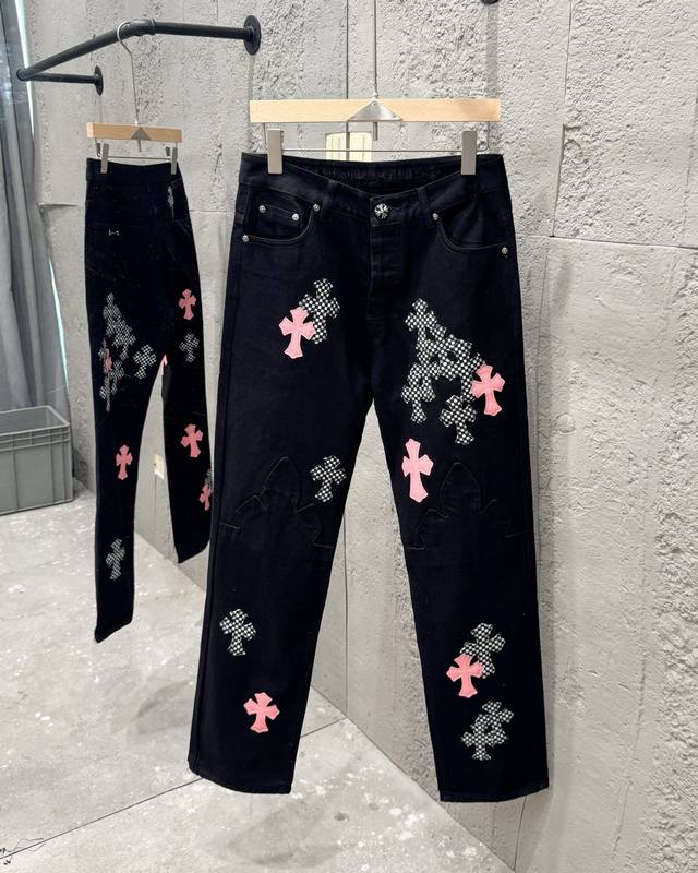 Chrome Hearts | Chrome Hearts Jeans Chrome Limited Edition Flame Pink Cross-Patc