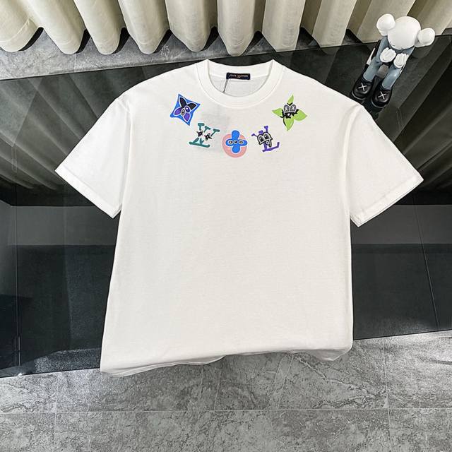 Louis Vuitton Lv 2025 new cartoon logo necklace print short-sleeved round neck T
