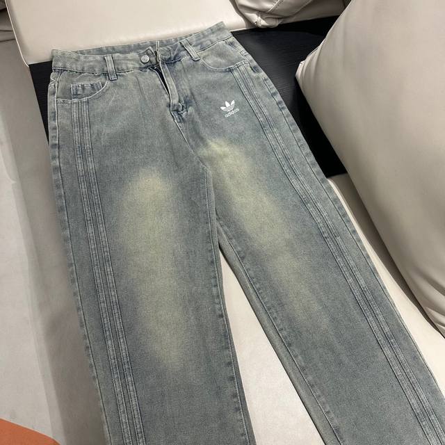 Style number: Wk095 Adidas clover side webbing print wide-leg jeans Super heavy