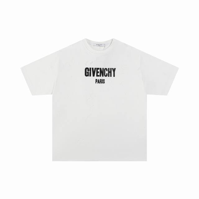 Jf111# Top version Givenchy Gvc ripped big letter round neck short sleeves, Conl