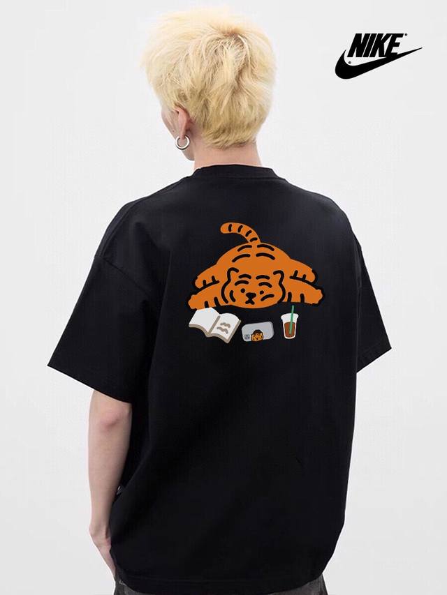 260G Heavy Cotton Nike Nk Cute Tiger Relaxed Short Sleeve T-shirt Unisex Half Sl