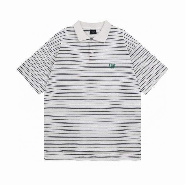 Balenciaga 2025 Ss new simple striped chest wheat ear embroidery Polo shirt shor