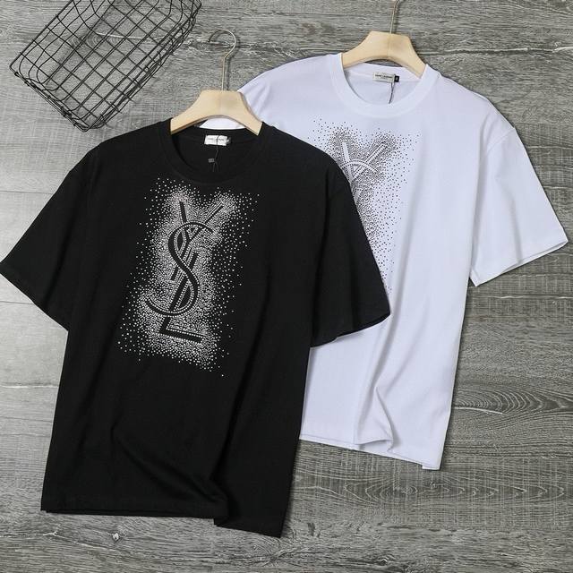 Sl101# Syl Saint Laurent rhinestone short-sleeve galaxy sparkling diamonds, this