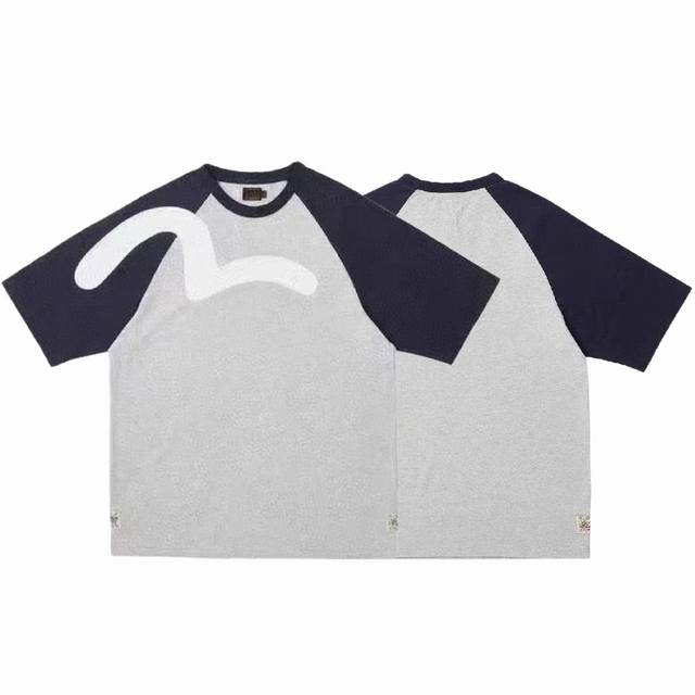 Fs001# Evisu Fushen 2025 new splicing short sleeves Big brand fabric pure cotton