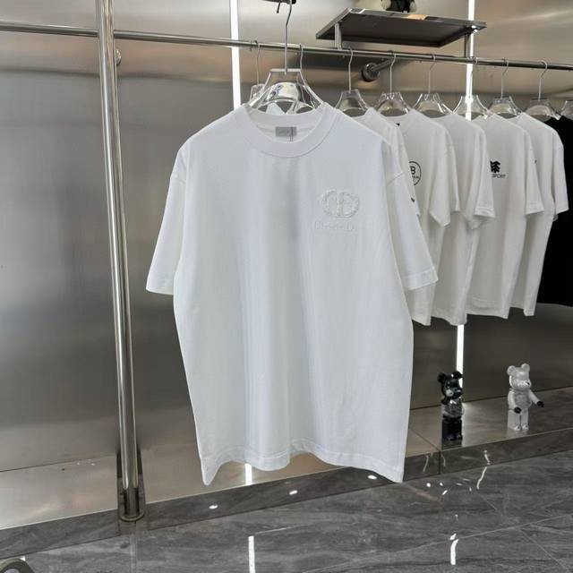 Dior 2025Ss new alphabet sequin embroidery couple casual short-sleeved T-shirt T