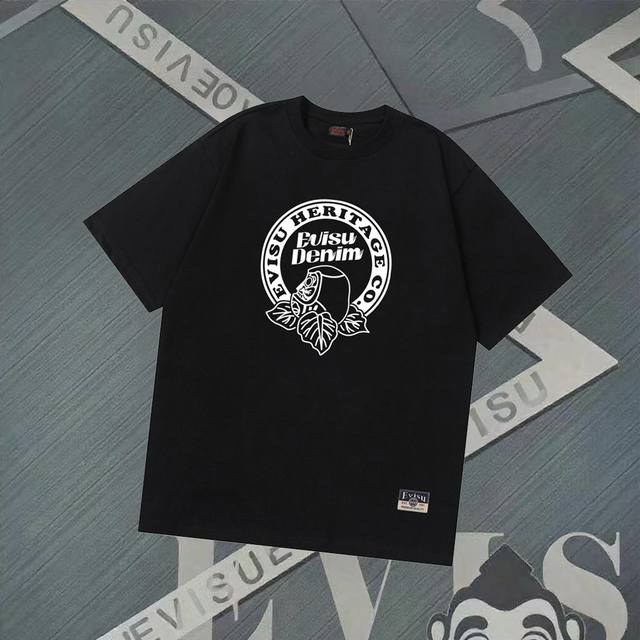 Fs210 Evisu Fukushin - New Hanazada Daruma Printed Short Sleeve Casual Loose Cou